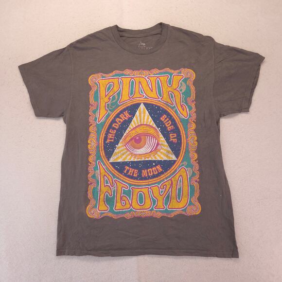 Pink Floyd Band Dark Side Of The Moon Crew Neck T Shirt Mens Size Medium M Gray - Picture 2 of 9